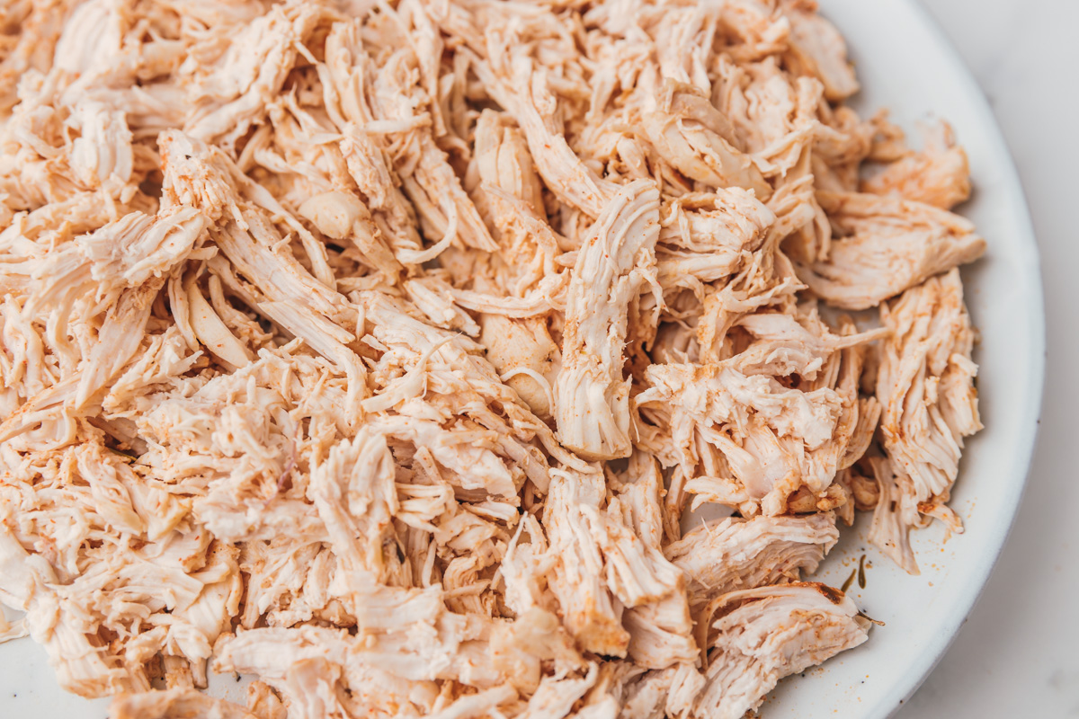 shredded chicken on a plate.
