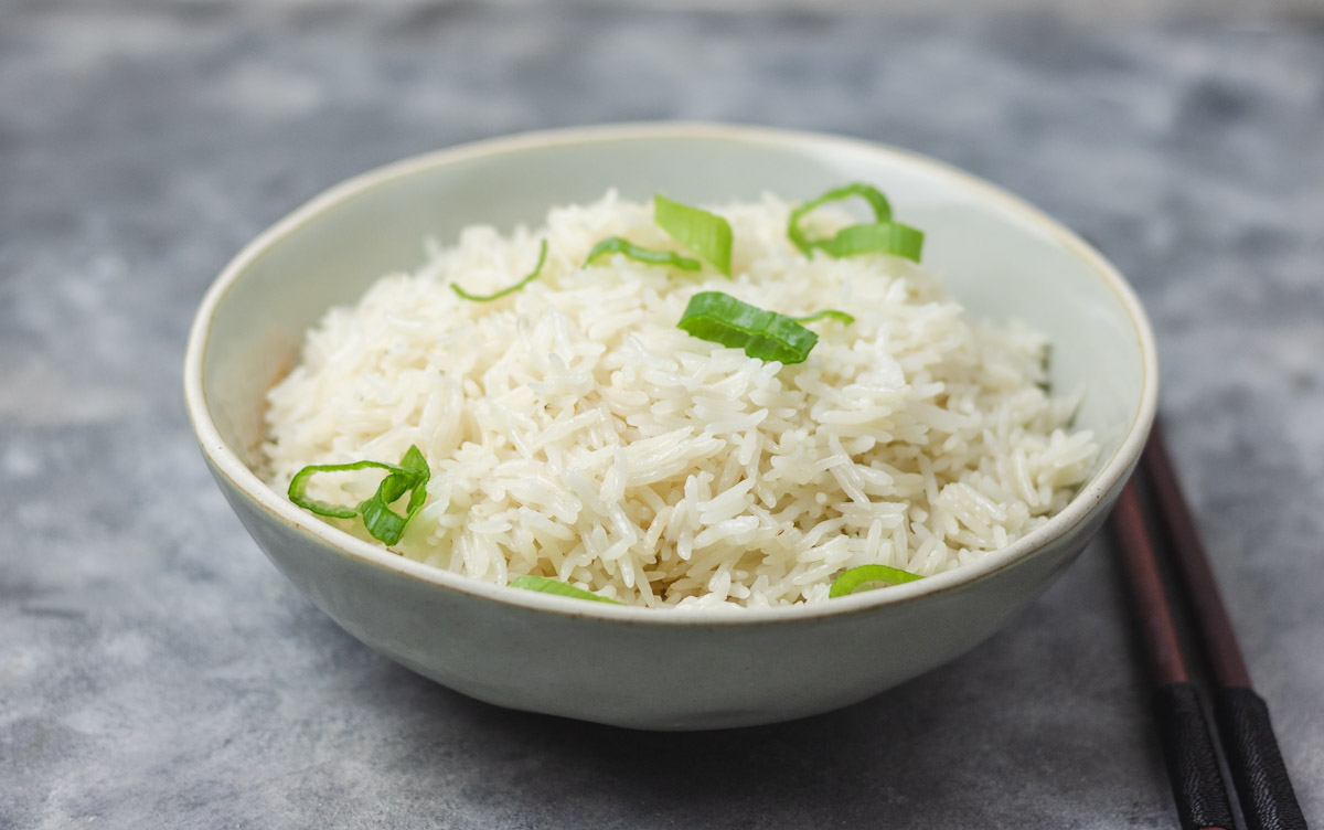 a bowl of white rice.