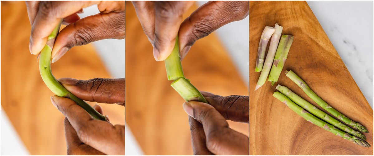 snapping asparagus.