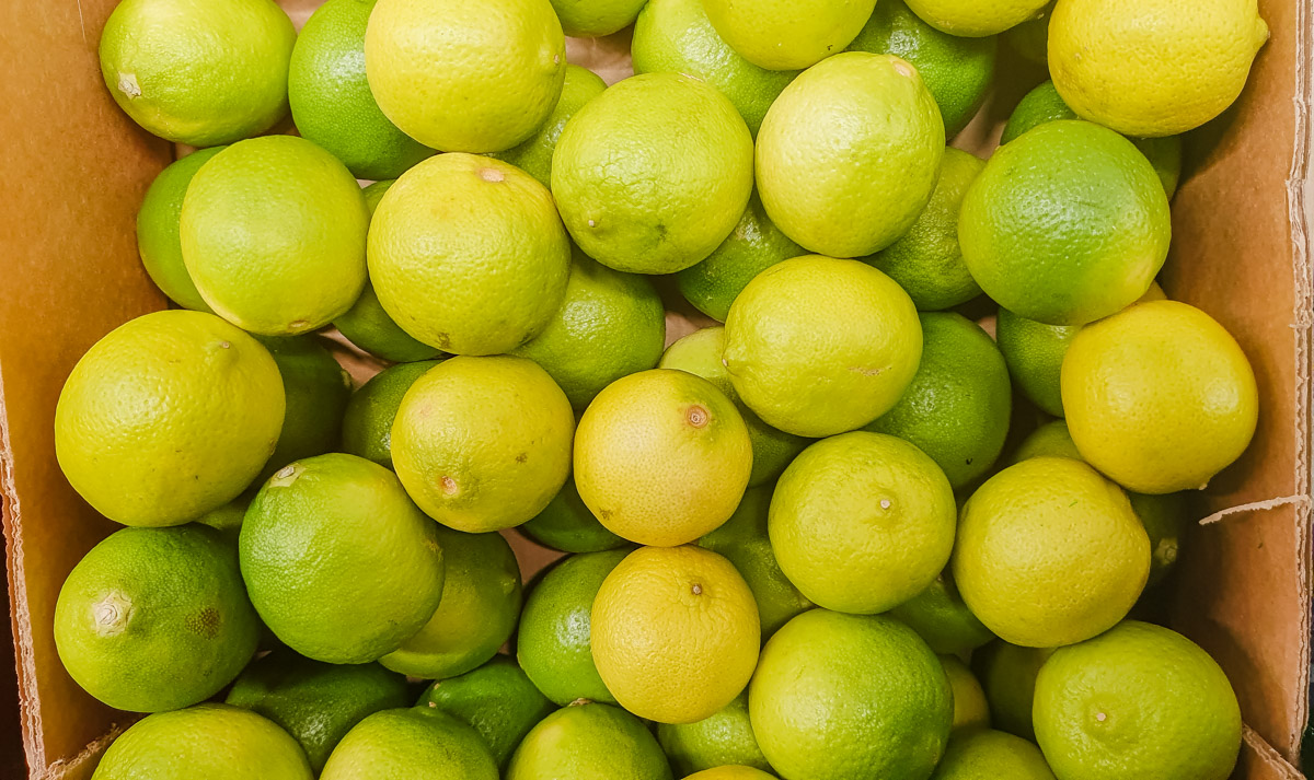 limes in a box.